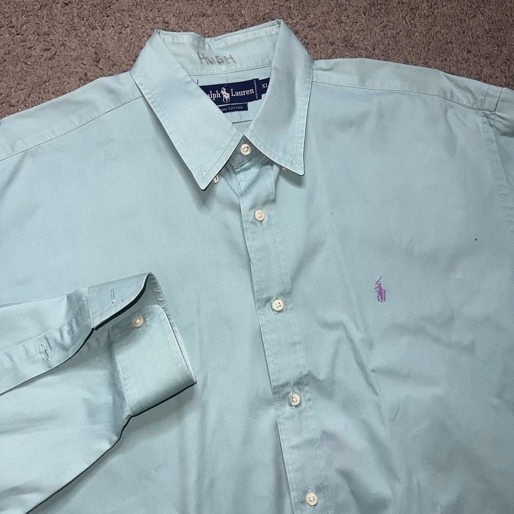 VTG Ralph Lauren Oxford Dress Shirt Size XL Button Up Polo Pony Logo Classic Fit